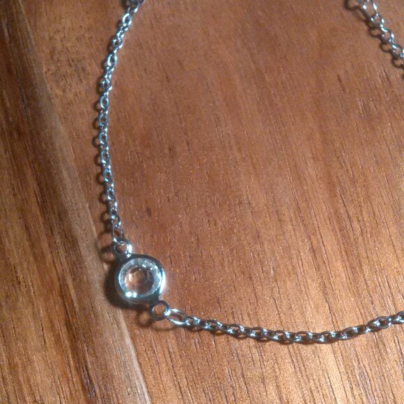 Beveled White Glass Stainless Steel Station Bracelet - Picture 4 of 12